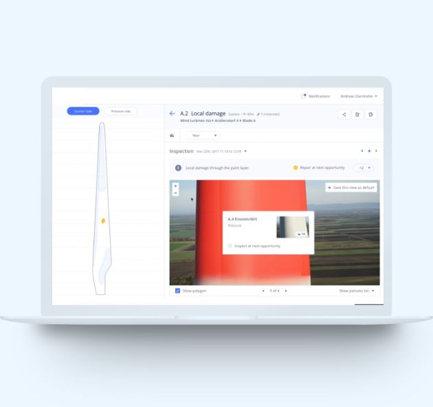 Screenshot Dashboard Windkraftinspektion